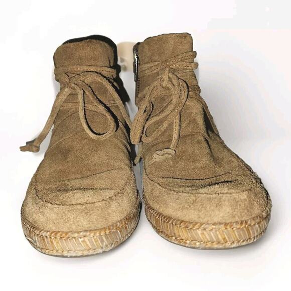UGG Australia Reid Ankle Boot Tan Suede Bootie Moccasins Shoes Sz 7.5 - Picture 6 of 11